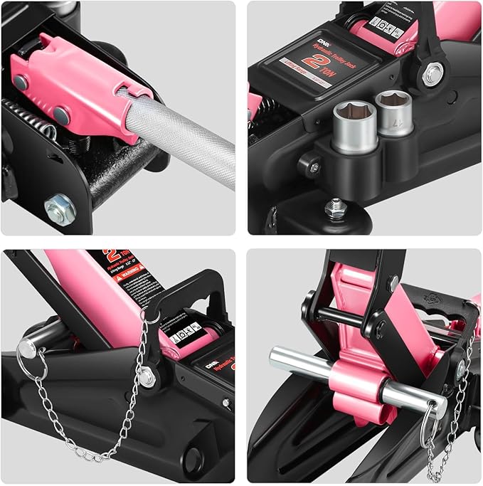 DNA MOTORING Floor Jack with Socket and Lock, Low Profile Hydraulic Trolley J...
