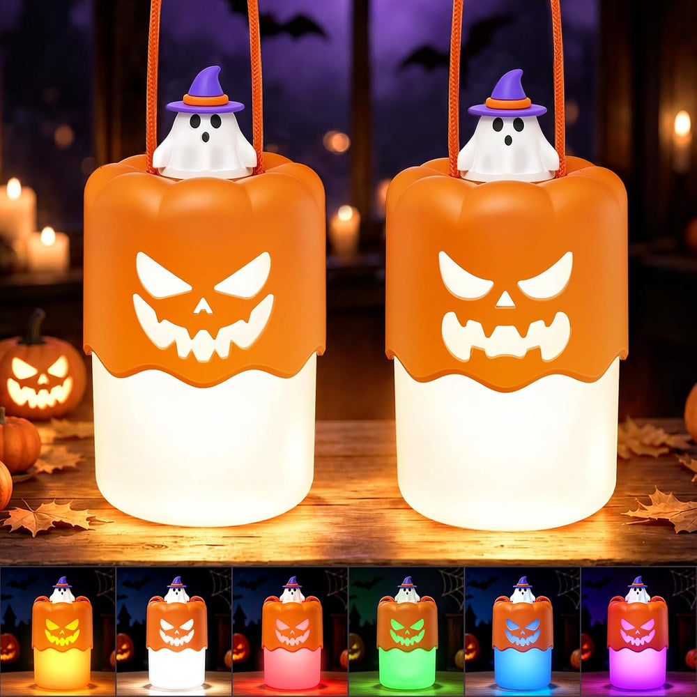 Rechargeable Halloween Pumpkin Lantern Lights LED JackoLantern with Lanyard