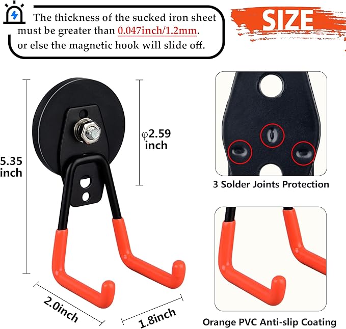 ULIBERMAGNET Heavy Duty Magnetic Garage Hook, 10 Pack Strong Large Magnet Hooks