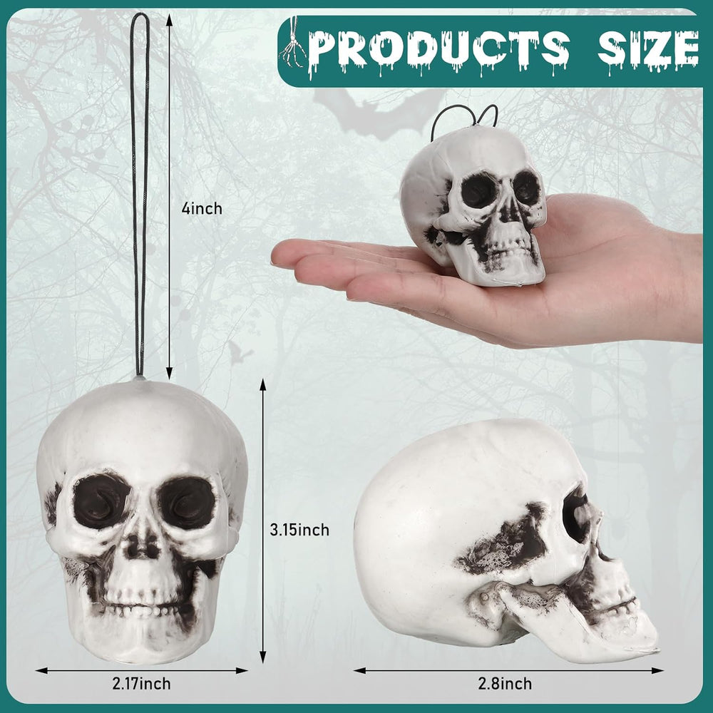 Lenwen 24 Pcs Skull Halloween Hanging Tree Ornaments, 3.15x2.8x2.17''