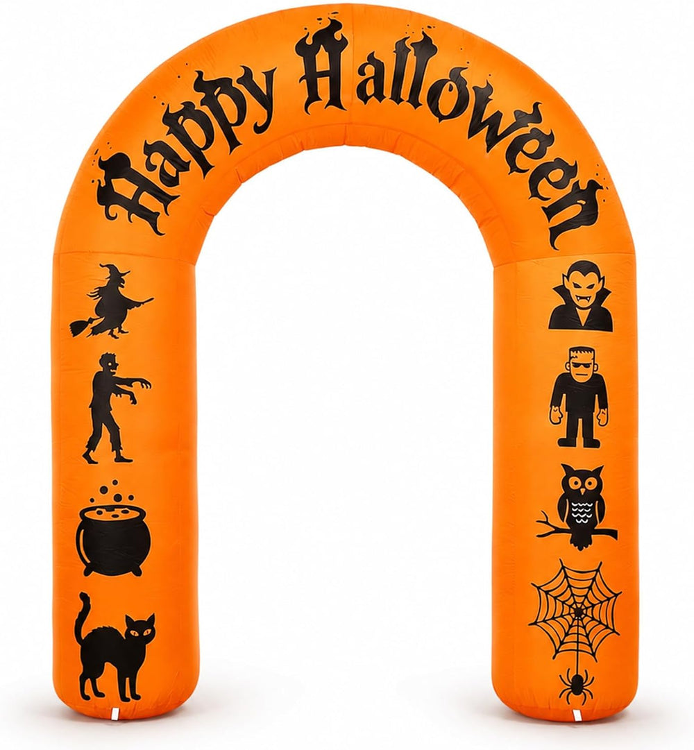 8FT Halloween Inflatable Arch with LED Lights, Orange, Happy Halloween Archwa...