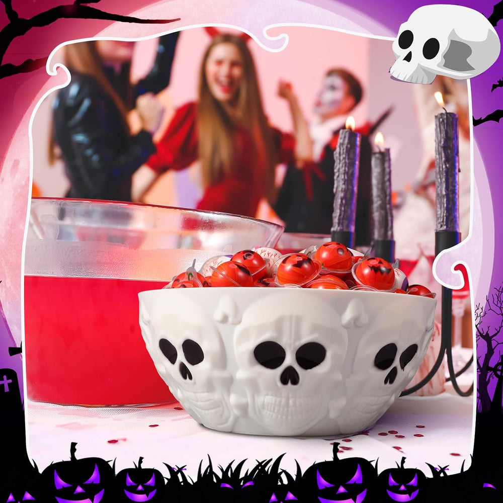 Wiwiqing 2 Pcs Halloween Candy Bowls Skeleton Skull Plastic Bowl Dish
