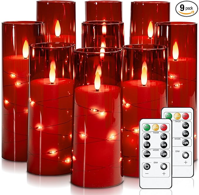 Raycare Flameless Candle with Remote Timer – 9 Flickering Acrylic Battery Ope...