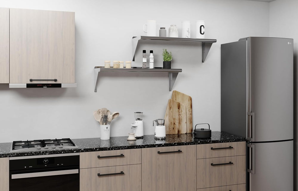 AmGood 12 in. x 36 in. Stainless Steel Wall Shelf with Backsplash - Holds 230...