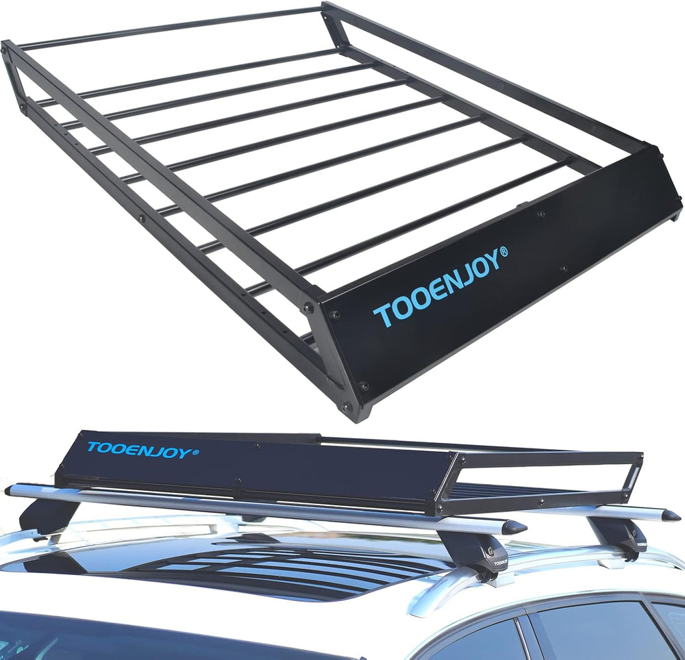 TOOENJOY Roof Rack Cargo Basket, 43’’x 35’’x 4.7’’, Anti-Rust Rooftop Cargo C...