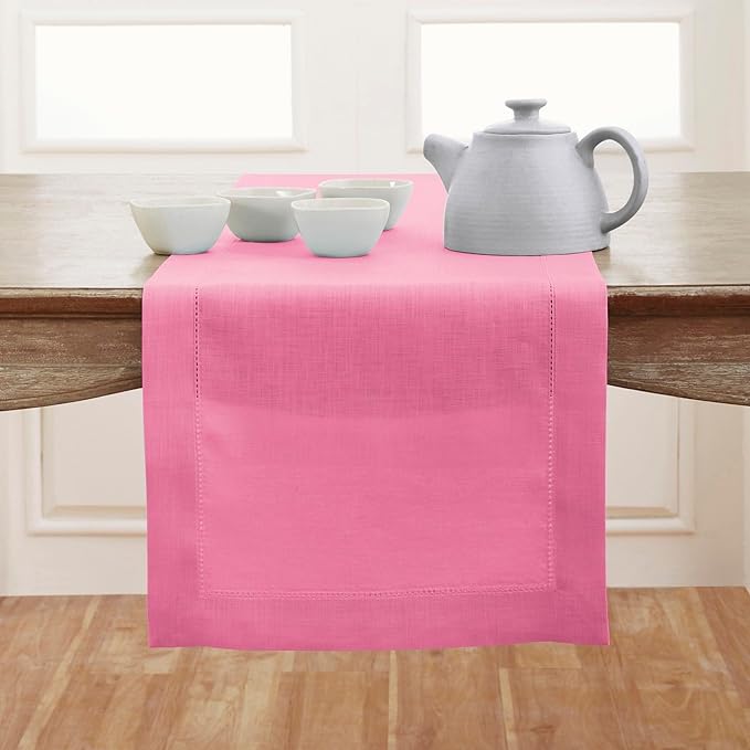 Solino Home Linen Flamingo Pink Table Runner 144 Inches Long - 100% Pure Line...