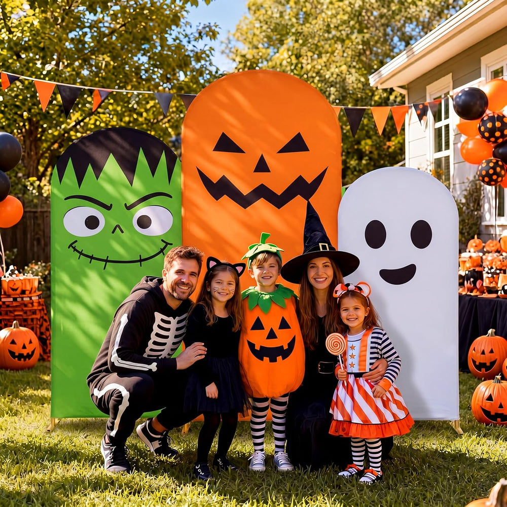 Moukeren 3 Pcs Halloween Arch Cover 4ft 5ft 6ft Pumpkin Ghost Theme