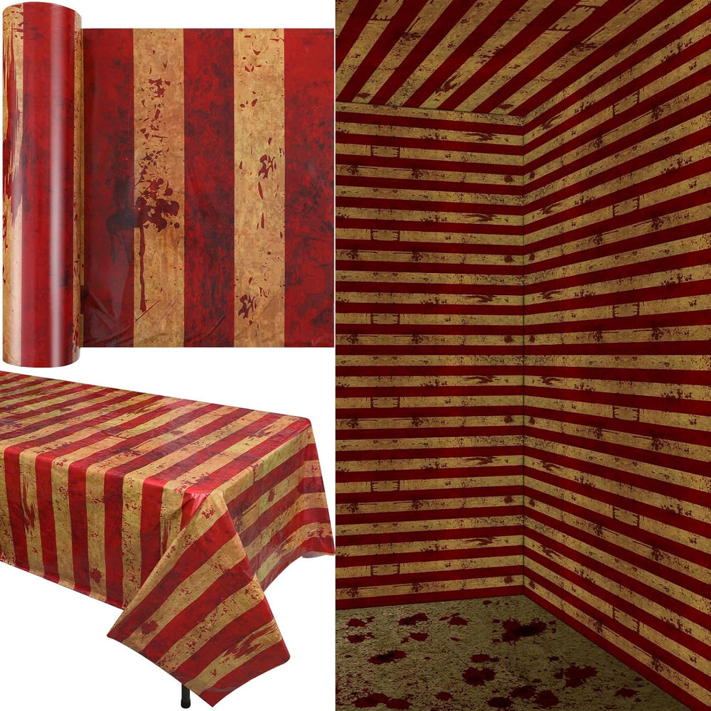 Dandat 100 ft Creepy Carnival Tablecloth Roll Halloween Bloody Backdrop