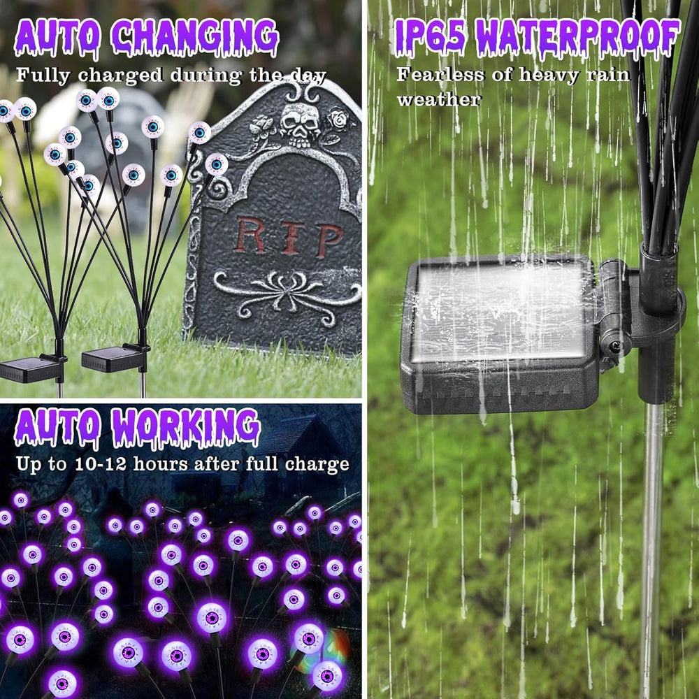 ASMAD Halloween Decorations Outdoor Solar Scary Eyeball Light,10Pack 80LEDs