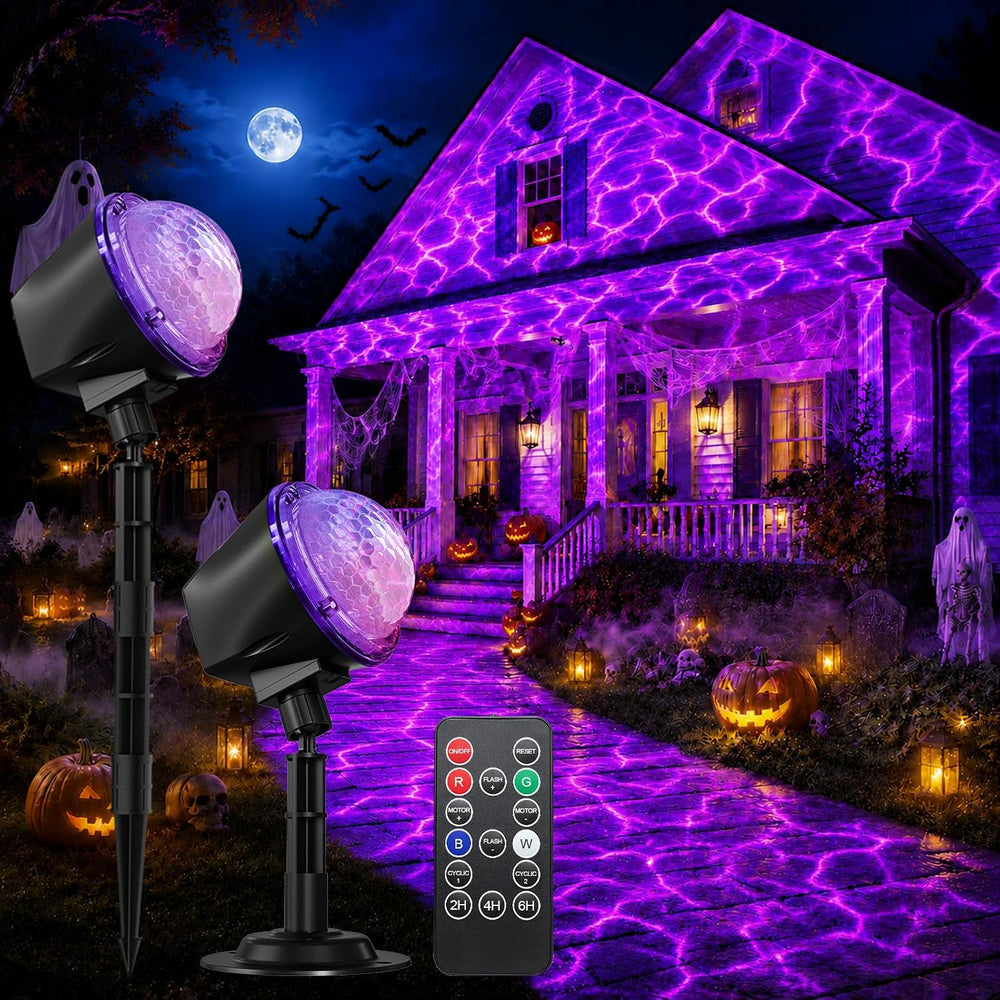 Halloween Projector Lights Outdoor, Ultra Bright Dynamic RGBW Water Ripple Pr...