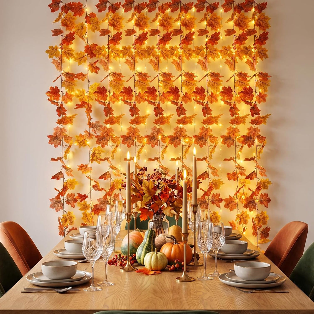 suddus Curtain Lights, Fall Garland with Lights for Office, Porch, Halloween,...
