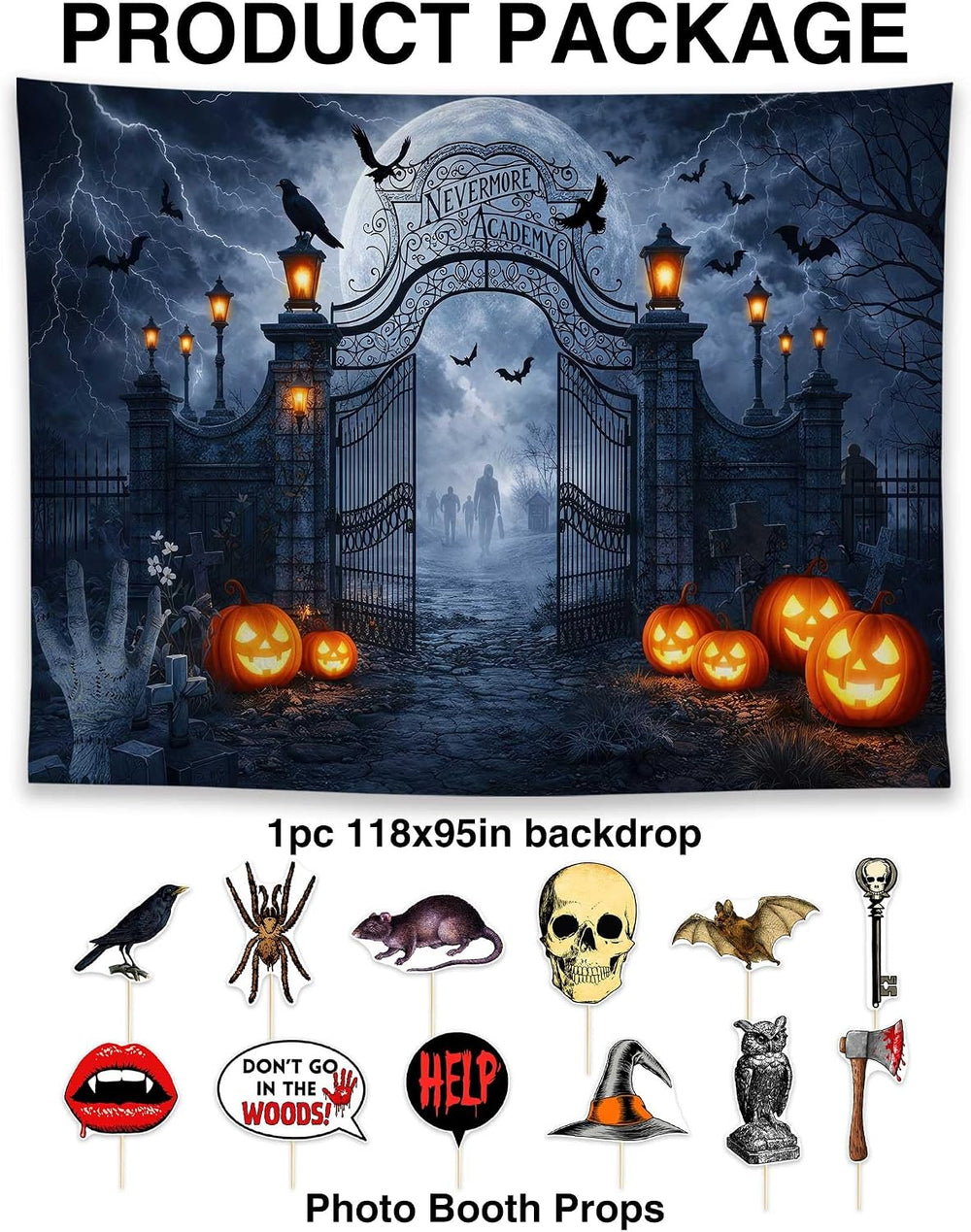 Allenjoy 118" x 95" Halloween Horror Photography Backdrop with Phot...