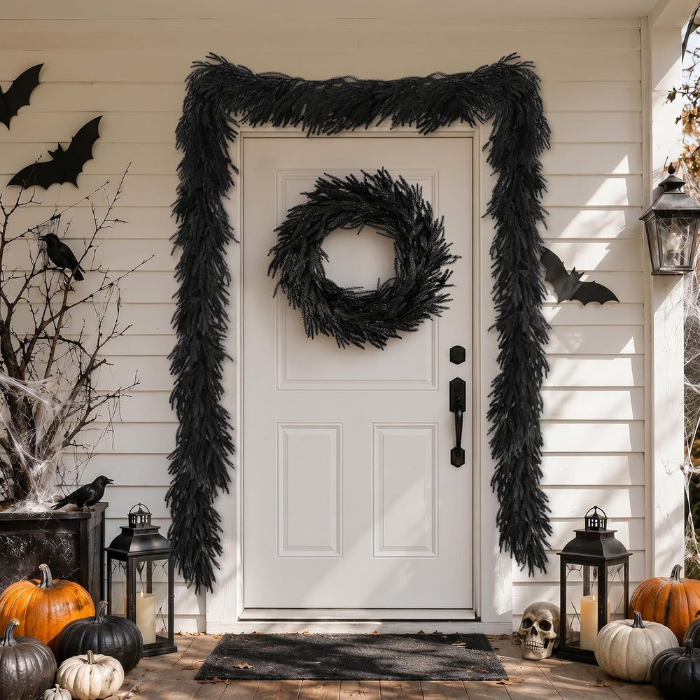 N&T NIETING 9FT Black Garland Artificial Norfolk Pine Garland Real Touch ...