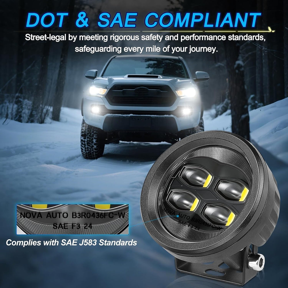 SAE LED Fog Lights, ACEC SHOP 2PCS 80W 3.5 Inch Round LED Pods DOT Approved S...