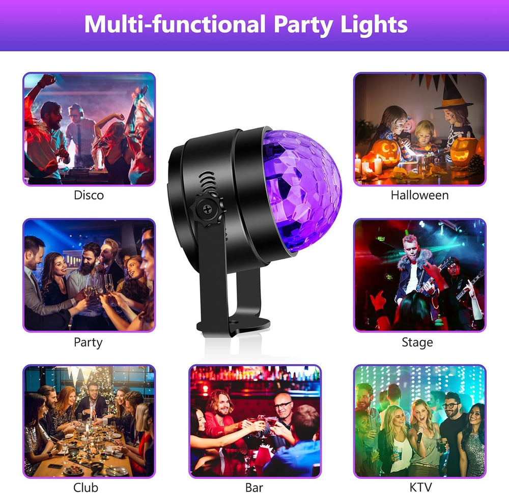 Litake UV Black Lights for Glow Party, 6W LED Disco Ball Strobe Lights for Da...