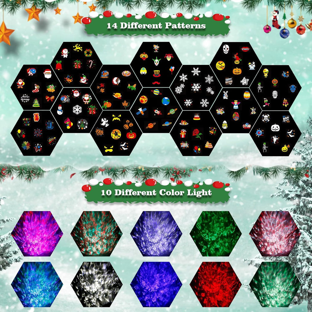 Brighter Halloween Christmas Outdoor Projector Lights with 14 HD (3D Ocean Wa...