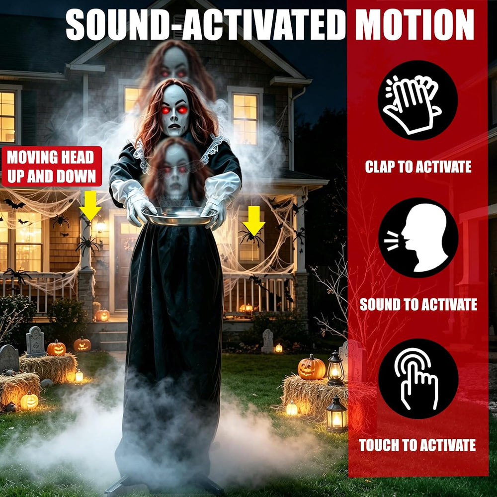 5.3 Ft Scary Halloween Animatronics Decorations Outdoor Life Size Maid