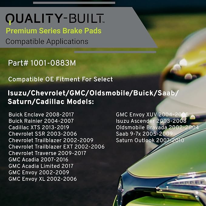 Premium Semi-Metallic Rear Brake Pads Compatible