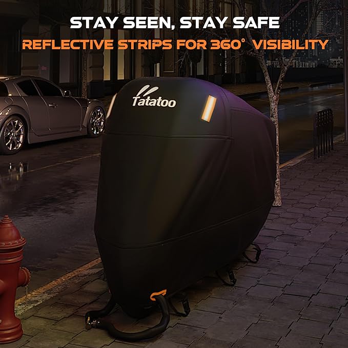 Motorcycle Cover Waterproof Outdoor, 300D Heavy Duty, UV & Rain Resistant