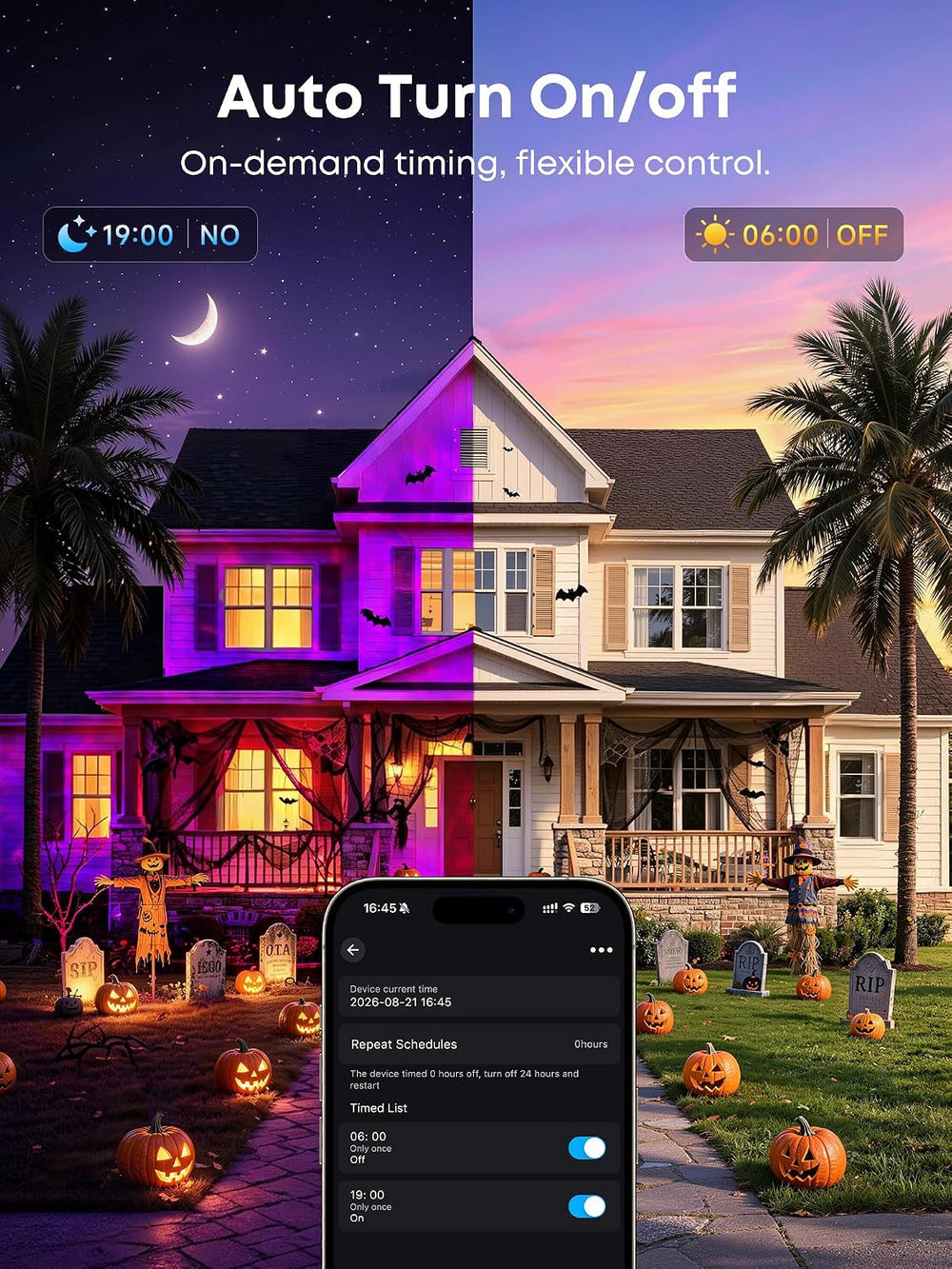 PIKOY Halloween Projector Outdoor with App, Halloween Decorations Outdoor