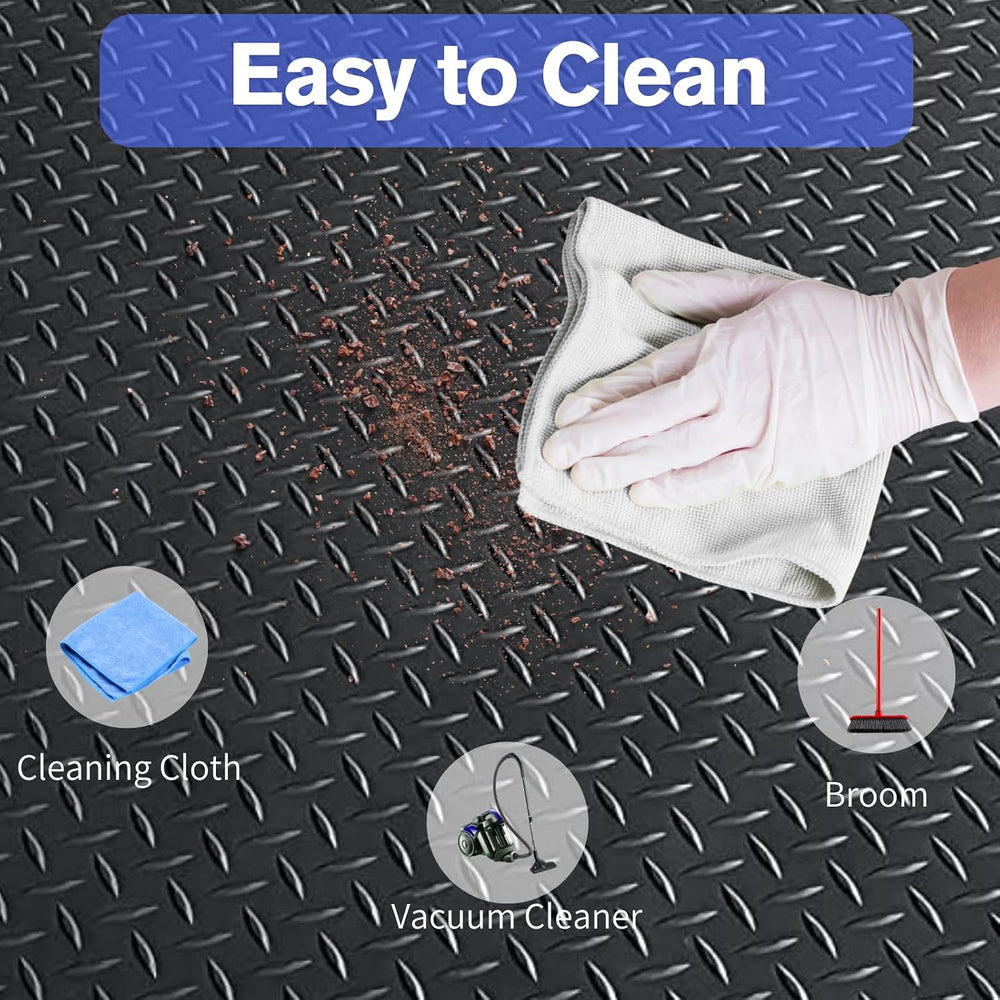 4x10FT Flooring Roll Diamond Plate Rubber Garage Floor Mat, Black