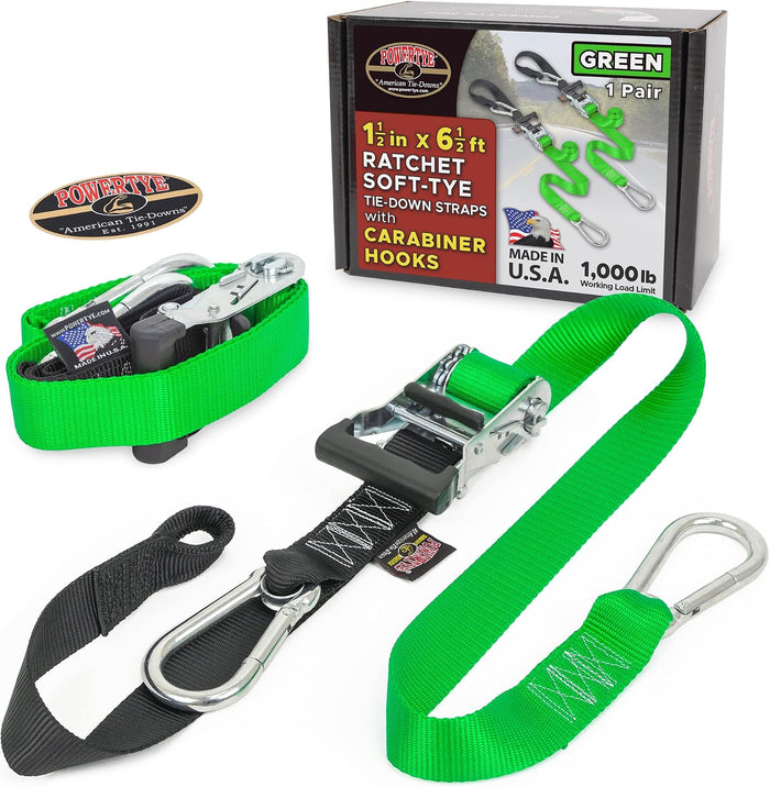 PowerTye - Made in USA - Heavy Duty Ratchet Tie Down Straps