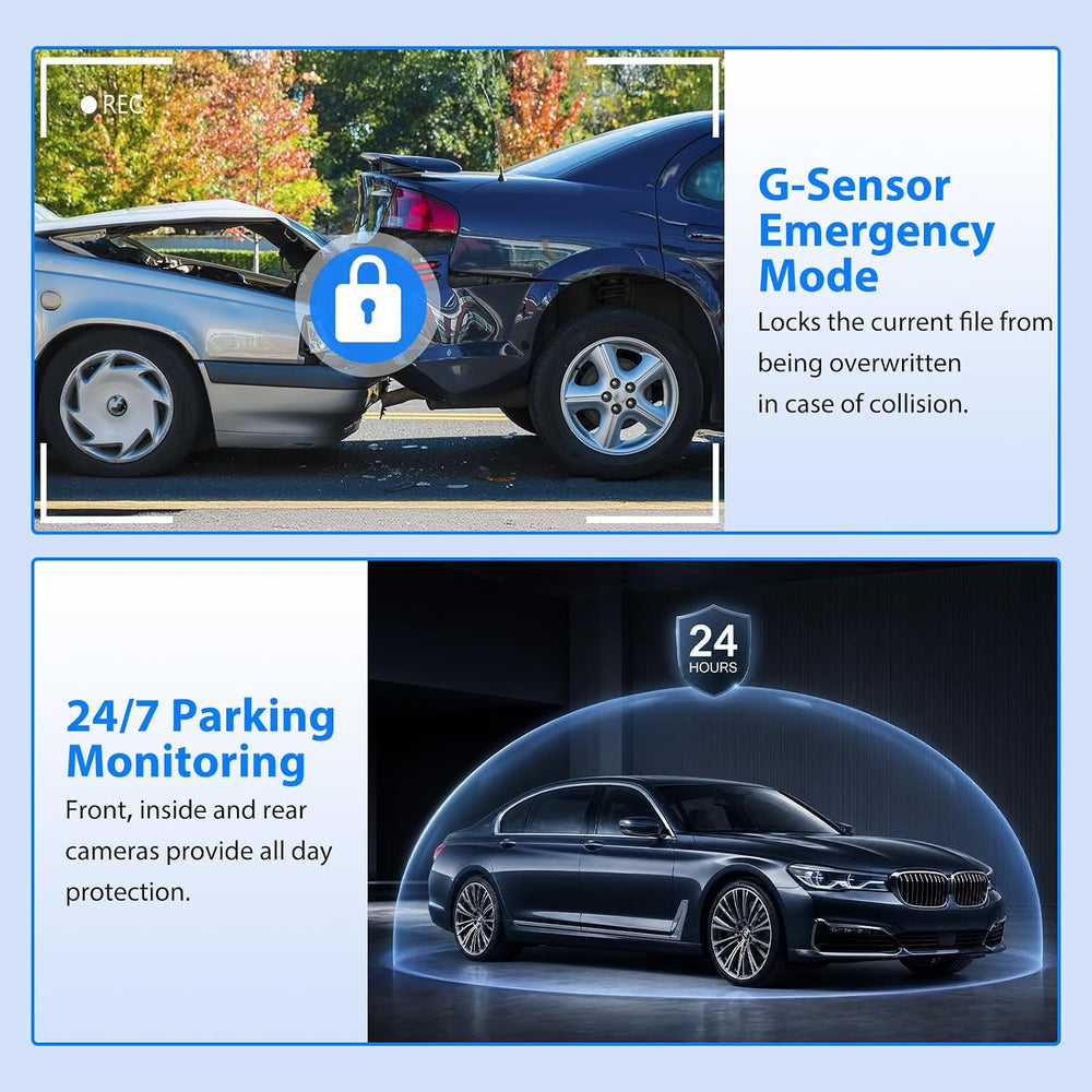 Dash Cam Front and Rear, 1296P Dash Camera for Cars, 3 Channel Car Camera Fro...
