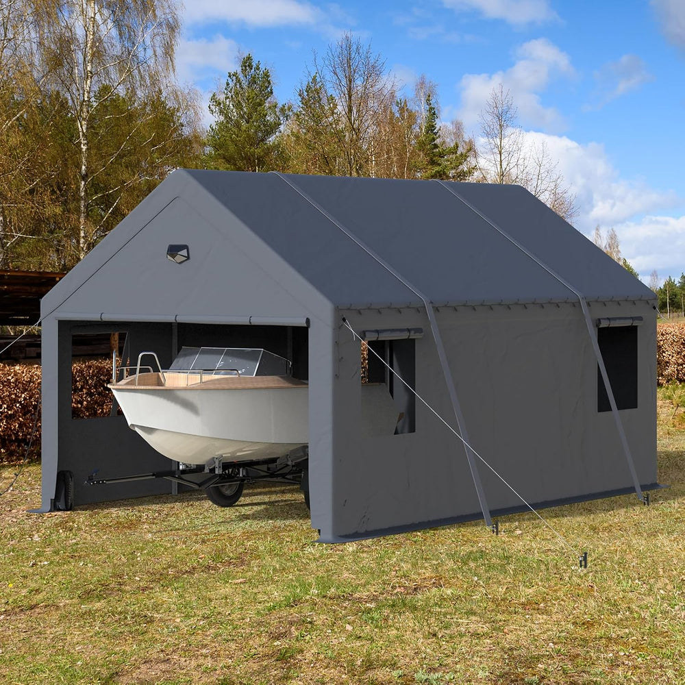 10x20 Heavy Duty Carport, Portable Garage with Doors & Windows