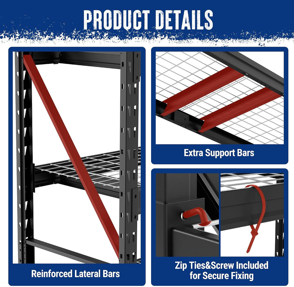 WORKPRO 77-Inch Garage Utility Shelving, 6400 lb Heavy-Duty Rack