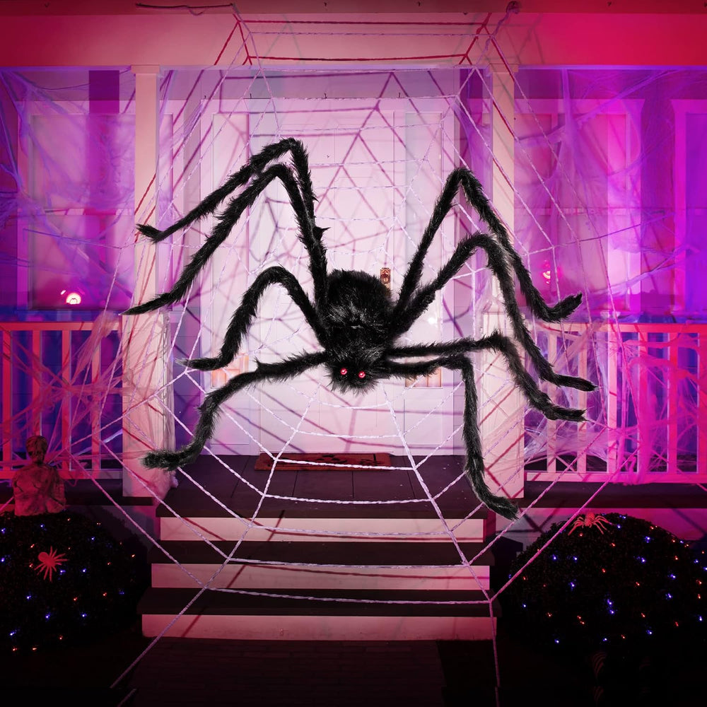 JOYIN 2 Pack 5 Ft Halloween Outdoor Decorations Hairy Black Spider, Scary Gia...