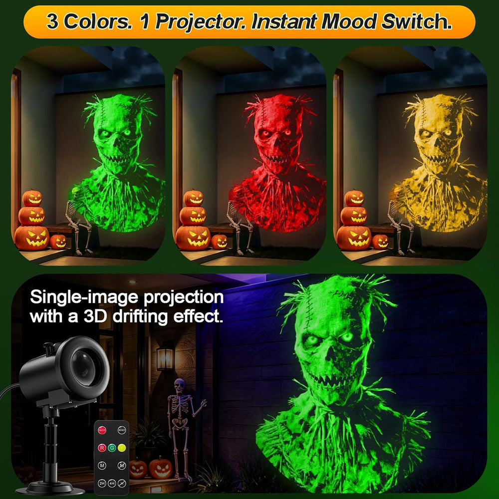 12-in-1 Halloween Projector Lights, Dynamic Projection Light with Skull