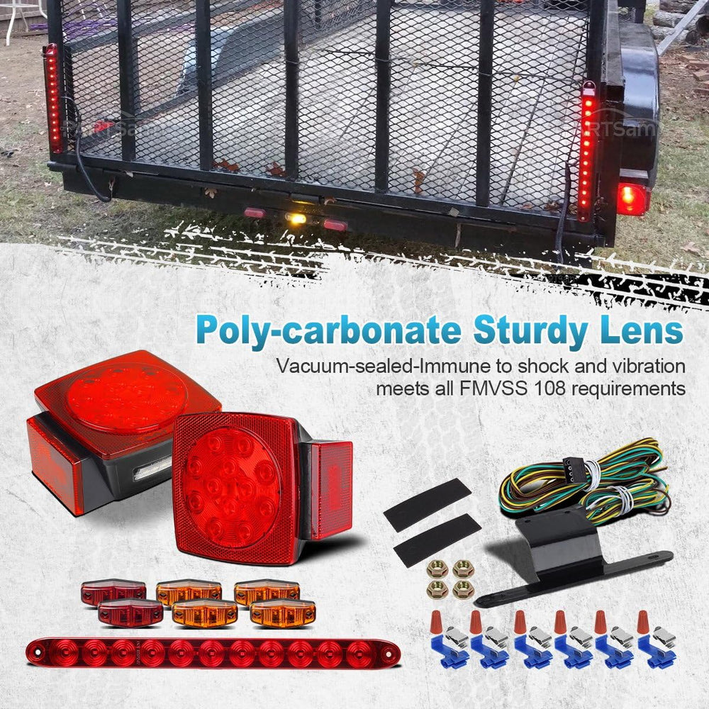 Partsam Submersible Under 80" LED Trailer Light Kit,Square Stop Turn Tai...