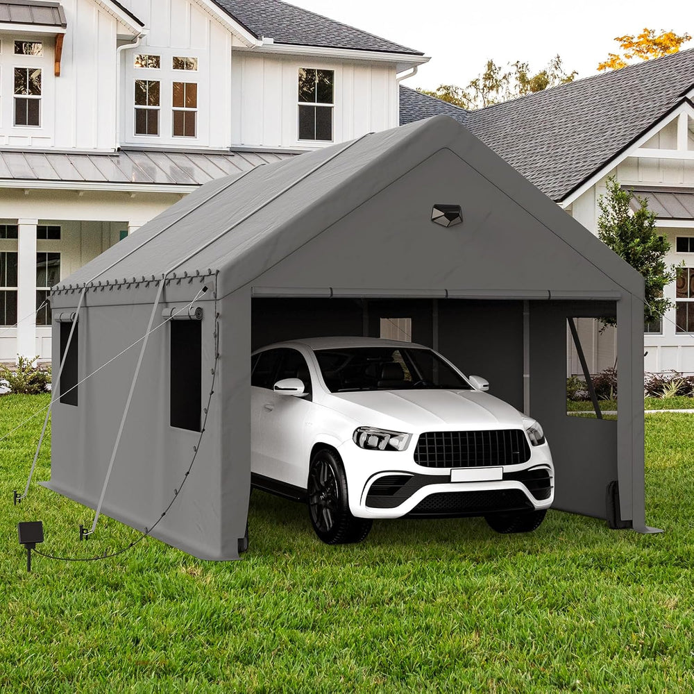 10x20 Heavy Duty Carport, Portable Garage with Doors & Windows