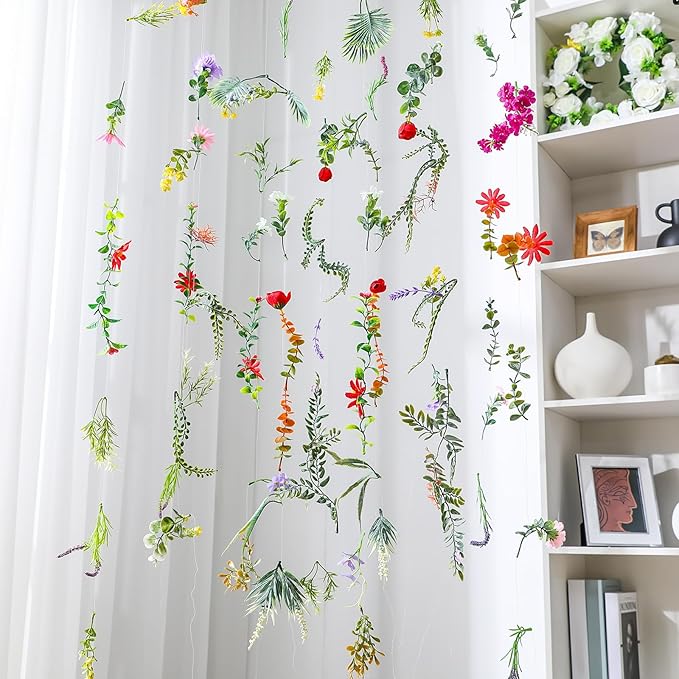 XunYee 6 Pcs 35.4 ft Flower Garlands Hanging Wildflower Backdrop Decoration A...