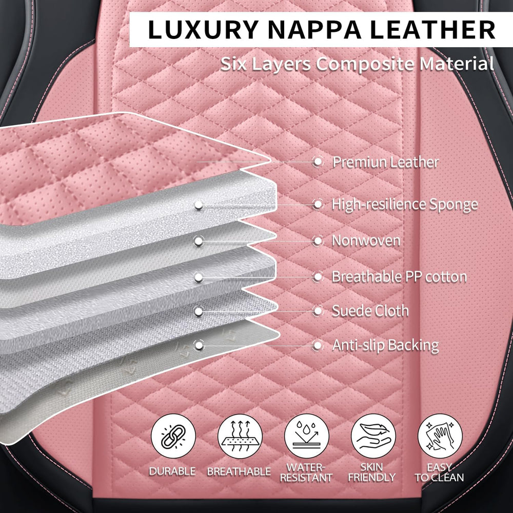 Seat Covers for Cars Full Set, Leather Seat Covers 2 Pack, Breathable Leather...