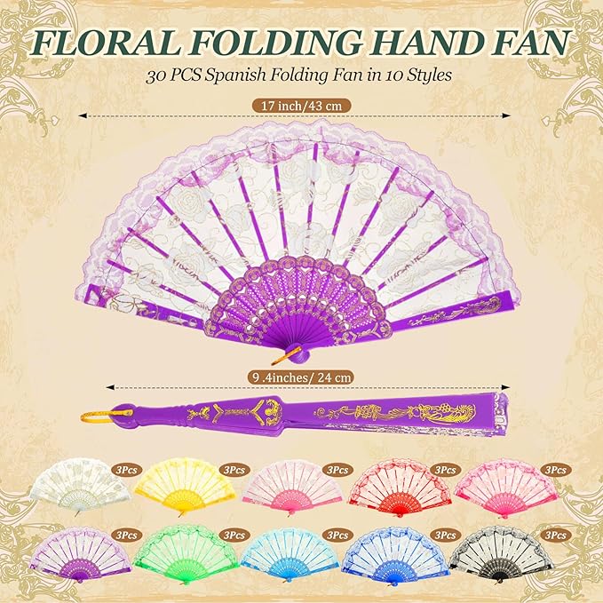 Geetery 30 Pcs Folding Hand Fan for Line Dancing Spanish Boots on the Ground ...