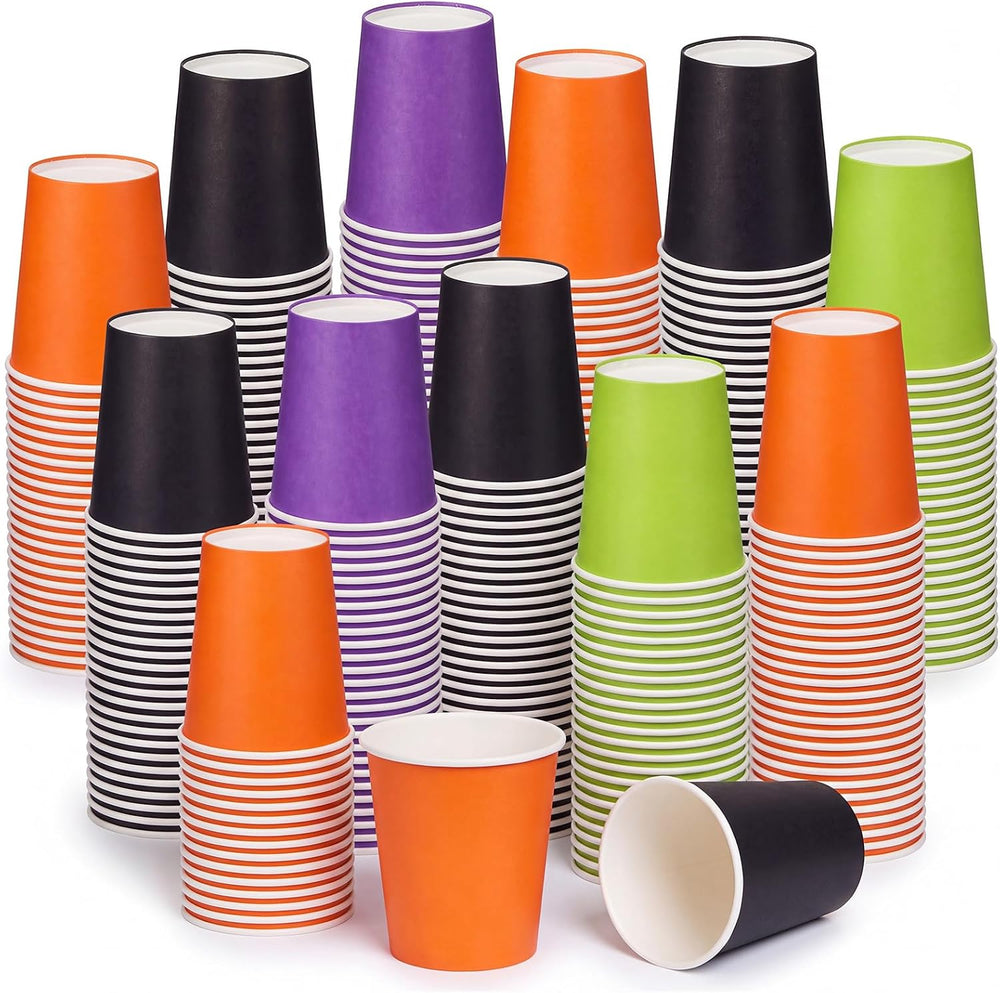 300 Pack 8 oz Halloween Disposable Paper Cups for Halloween Birthday Party