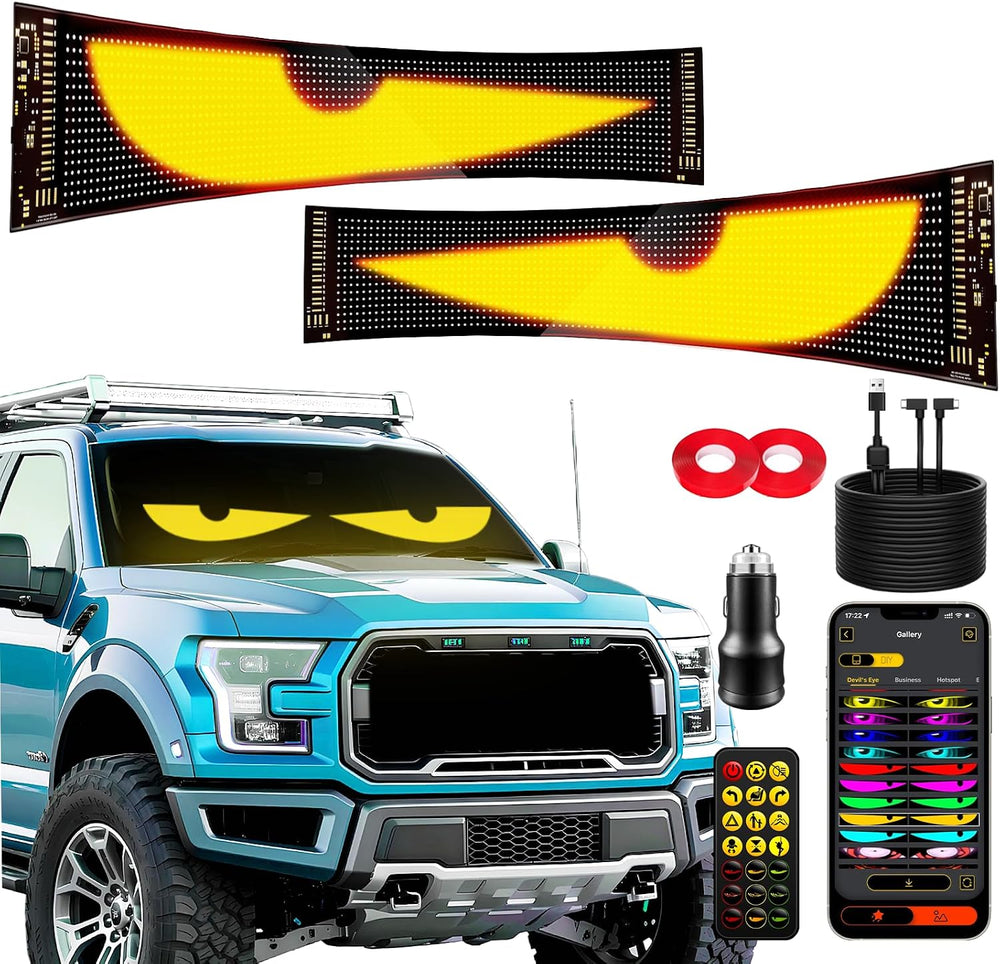 2PCS 23"x5" Dual Sync Devil Eyes Windshield LED