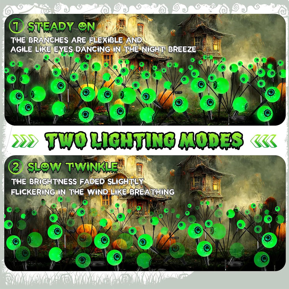 6 Pack Halloween Decorations Outdoor 36 LED Green Solar Eyeball Lights