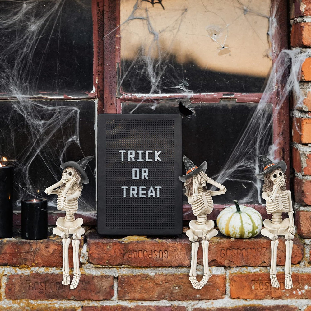 Newman House Studio Halloween-Décorations No-Evil-Skeleton-Figurines