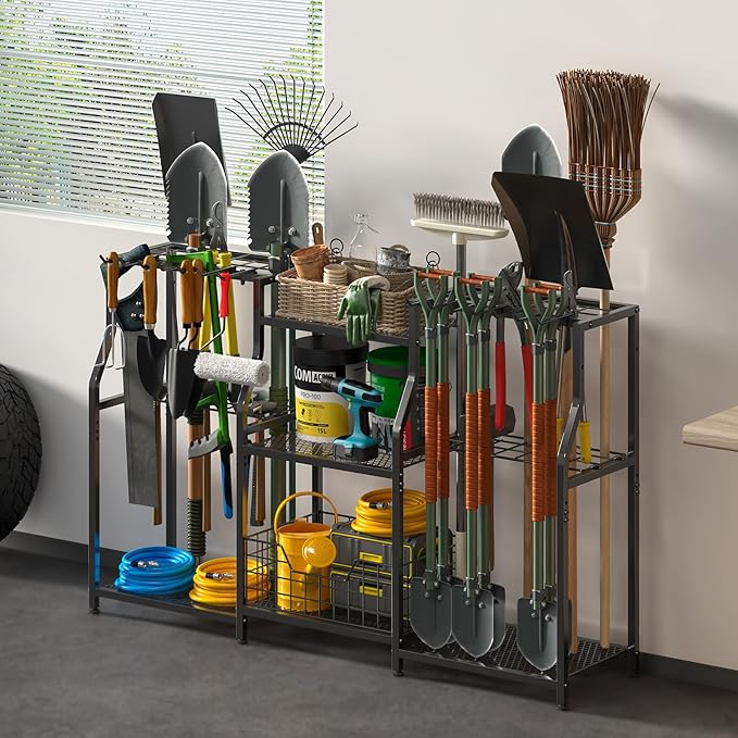 keomaisyto Garden Tool Organizer, Heavy Duty Yard Tool Tower Rack