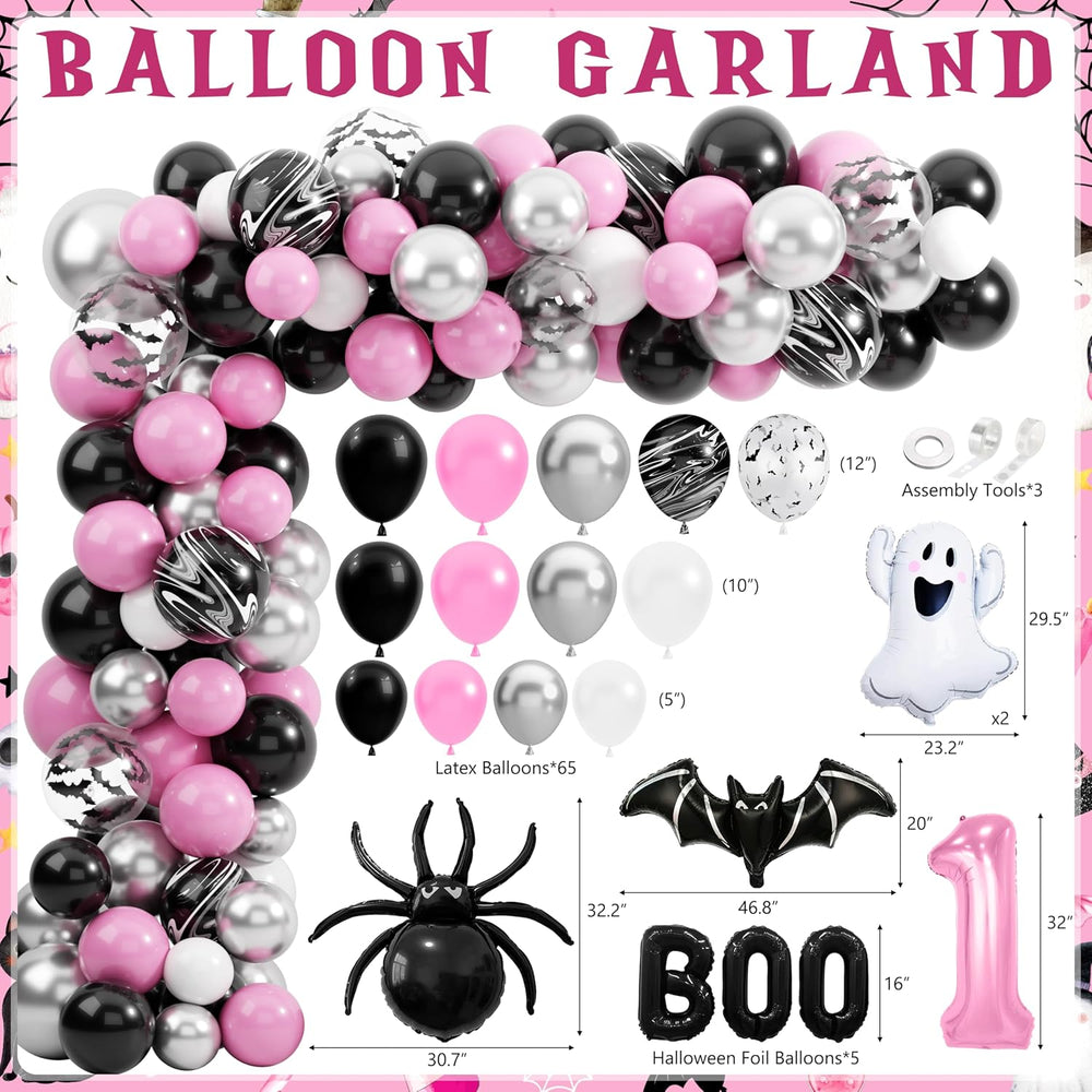 Pink Spooky One Birthday Decorations Girl Halloween 1st Birthday Kit
