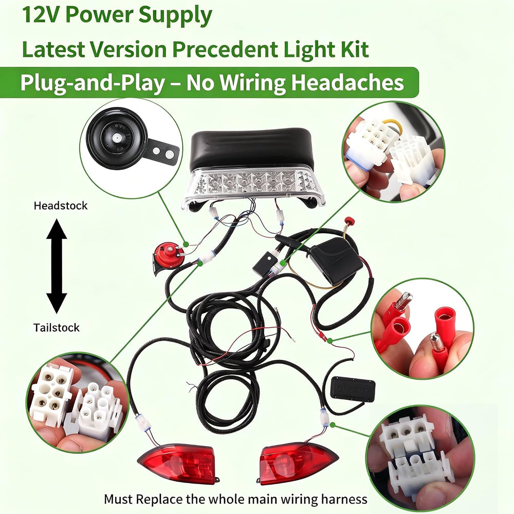 10L0L Golf Cart Light Kit for Club Car Precedent Gas and Electric 2004-2018