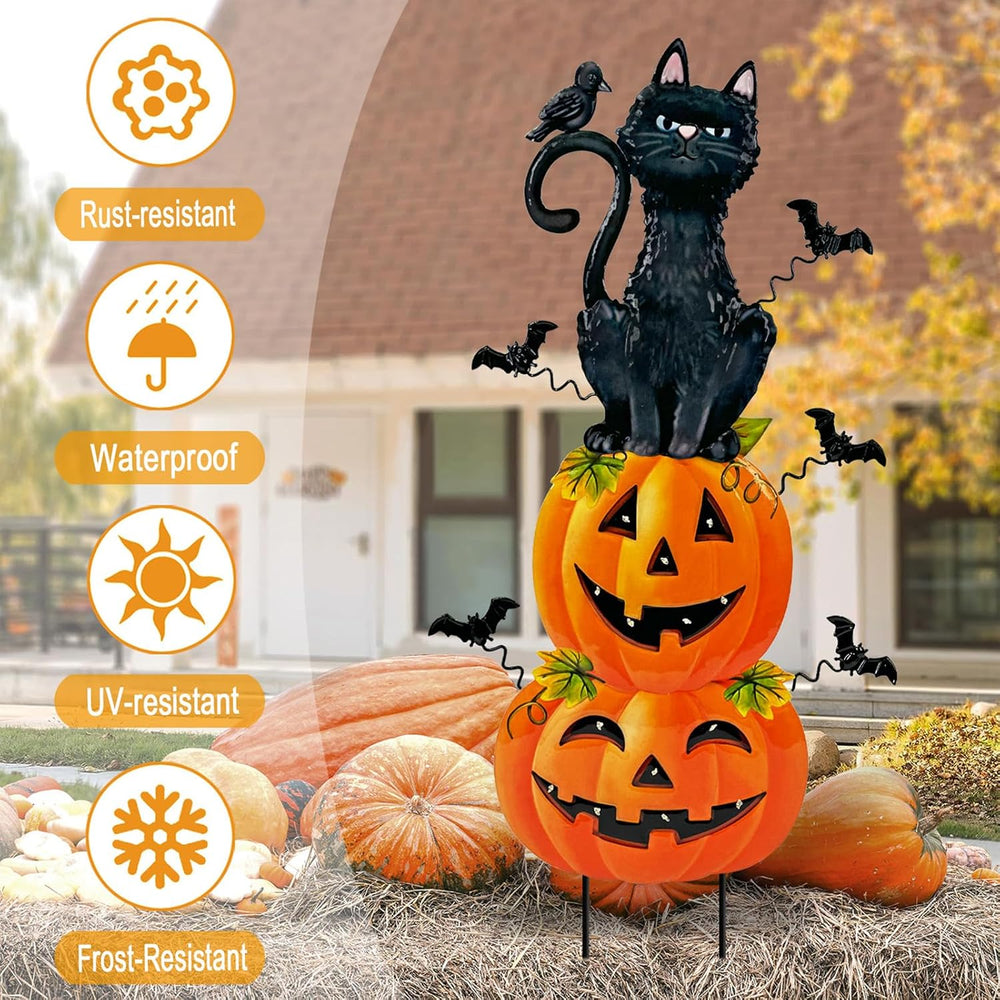 Halloween Decorations Outdoor,Battery Operated Cat Lighted Timer Yard Decor