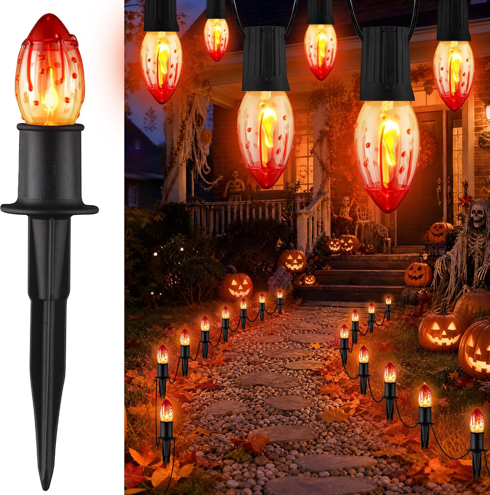 24.2FT Halloween Pathway Lights Outdoor, C9 Halloween Lights 20 Lights