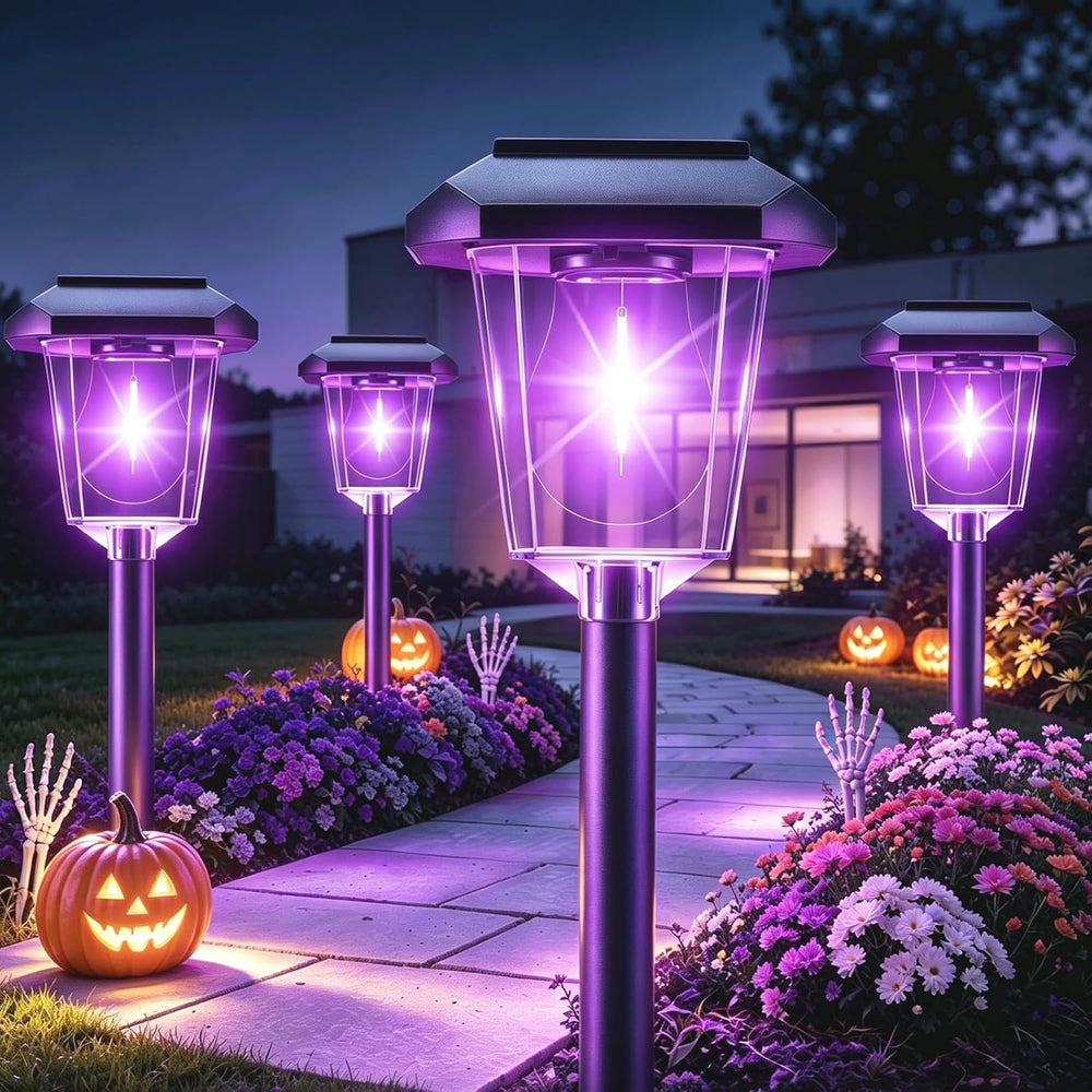 16Pack Purple Solar Halloween Lights outdoor, Pathway Halloween Decorations