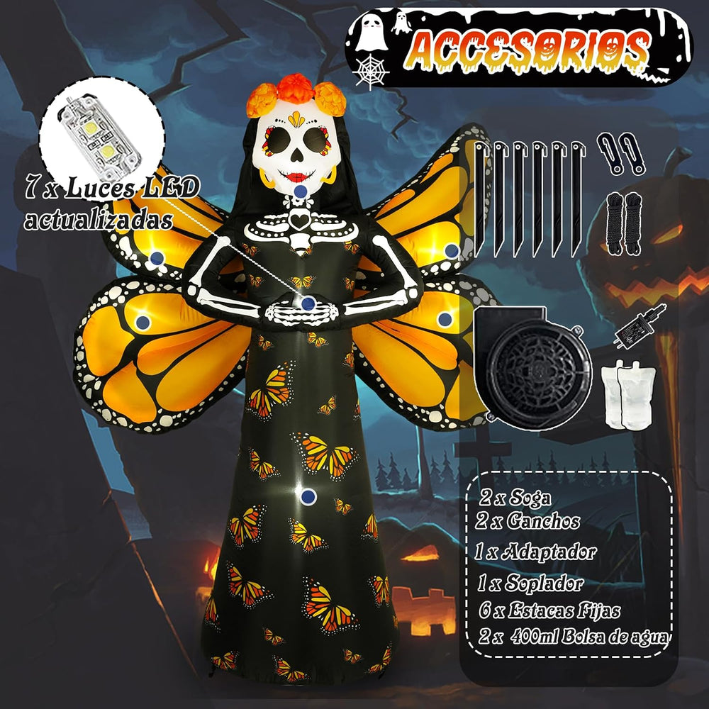 Dia de Los Muertos Decoration, 6 FT Halloween Inflatables Décor Day of The De...