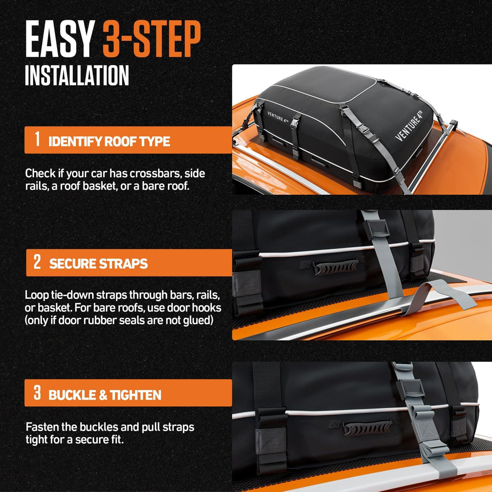 VENTURE 4TH Car Rooftop Cargo Carrier – 21 Cubic Feet Soft-Shell Waterproof R...