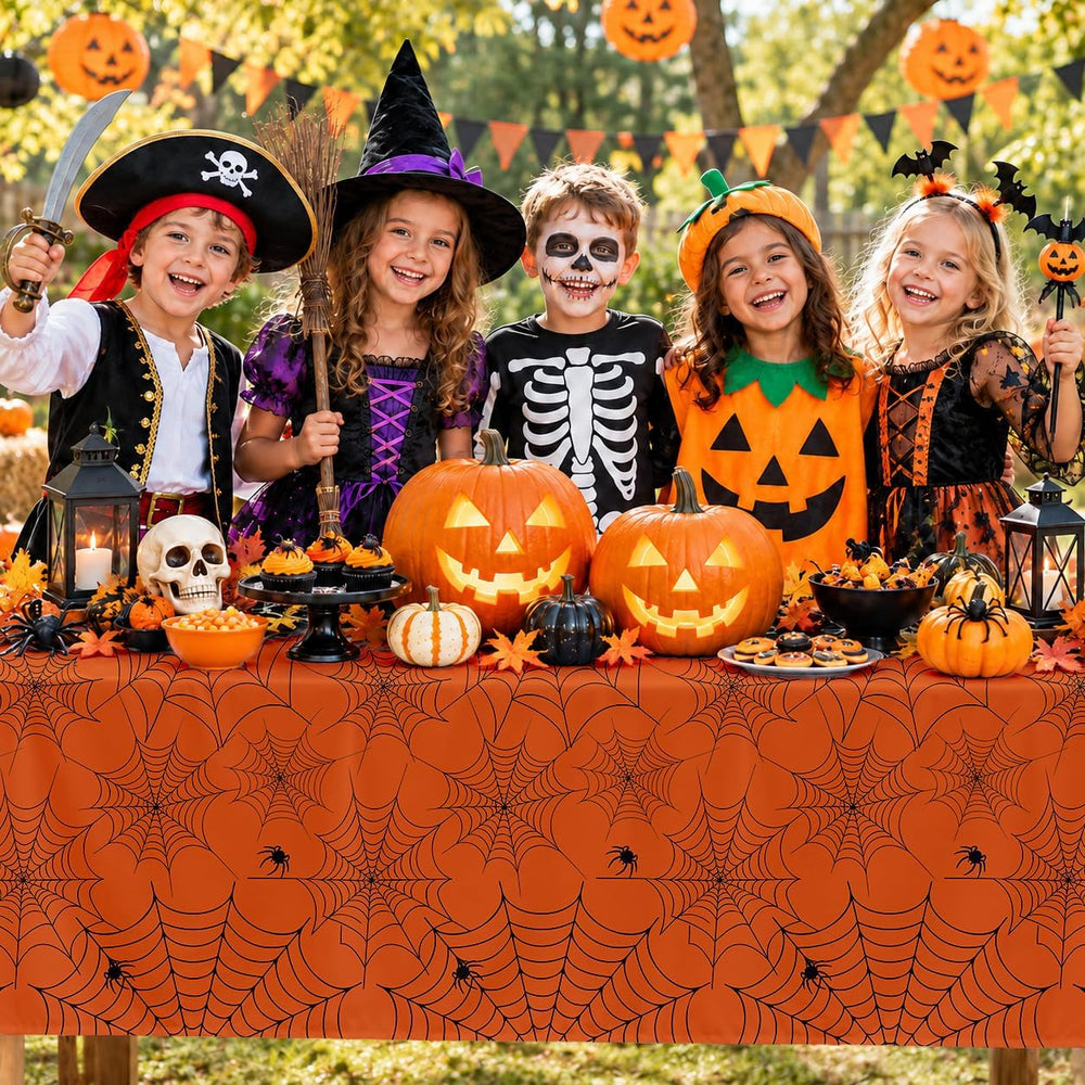 12 Pack Halloween Tablecloth, 108 x 54 in Spider Web Table Cloth