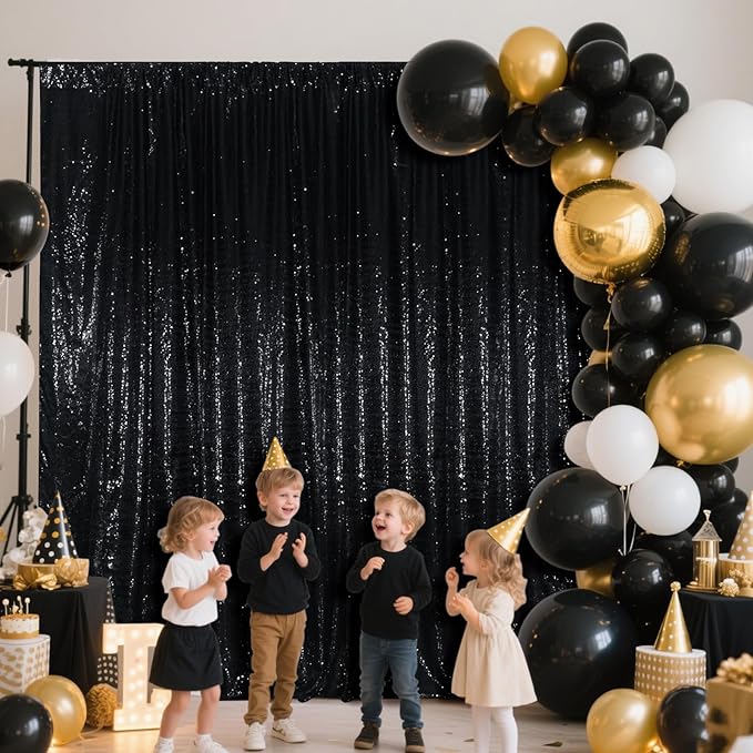 SquarePie Sequin BackdropLess See Through Thick Background Glitter Curtain fo...